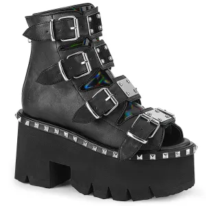ASHES-70 DemoniaCult Black Vegan Leather Sexy Women's Ankle Boots (Alternative Footwear)