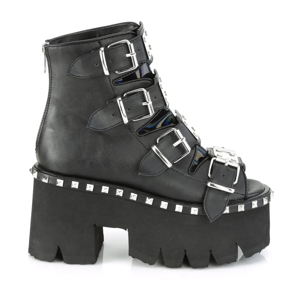 ASHES-70 DemoniaCult Black Vegan Leather Sexy Women's Ankle Boots (Alternative Footwear)
