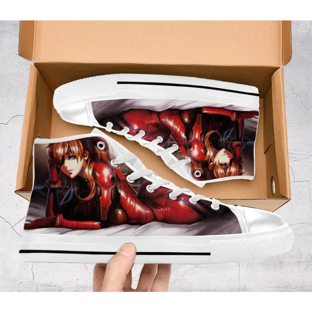 Asuka Langley Neon Genesis Evangelion Shoes High Top Sneakers for Kids and Adults