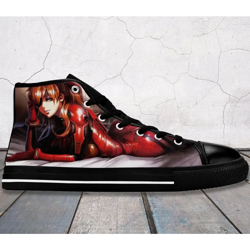 Asuka Langley Neon Genesis Evangelion Shoes High Top Sneakers for Kids and Adults