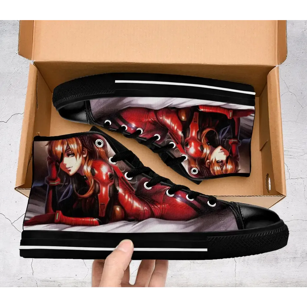 Asuka Langley Neon Genesis Evangelion Shoes High Top Sneakers for Kids and Adults