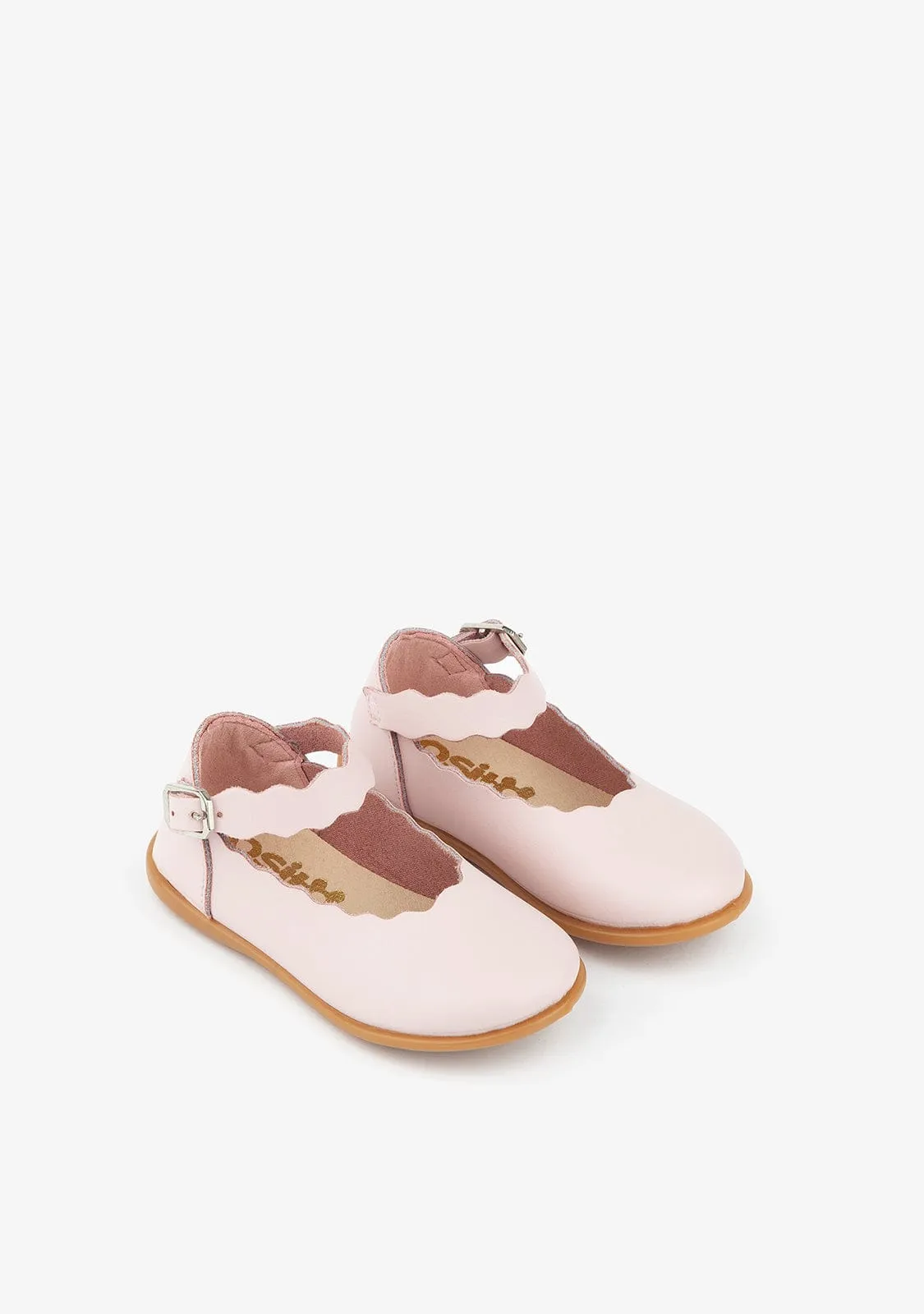 Baby's Pink Waves Washable Leather Mary Janes