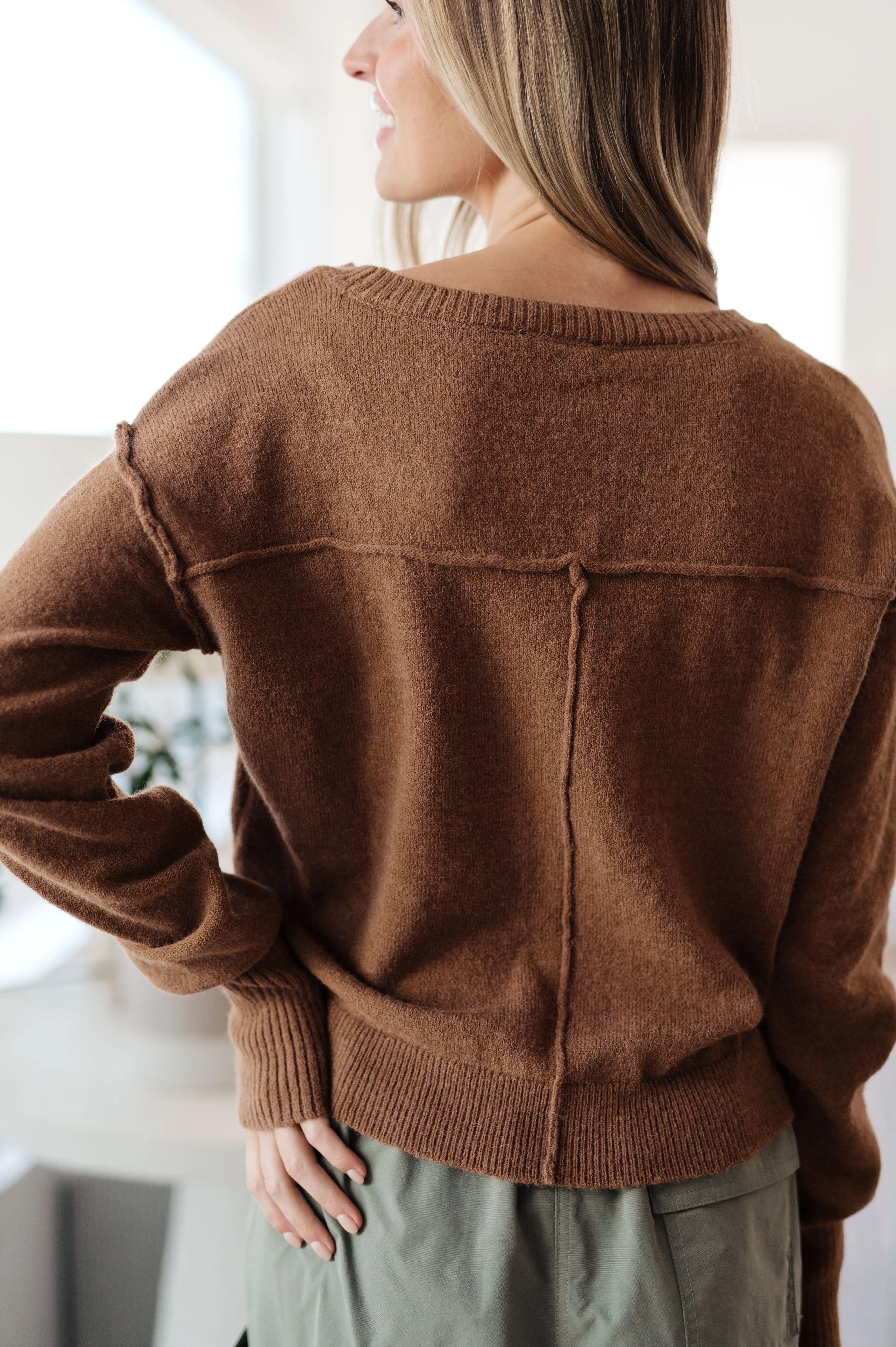 Back to Life V-Neck Sweater in Mocha - 10/20/2023