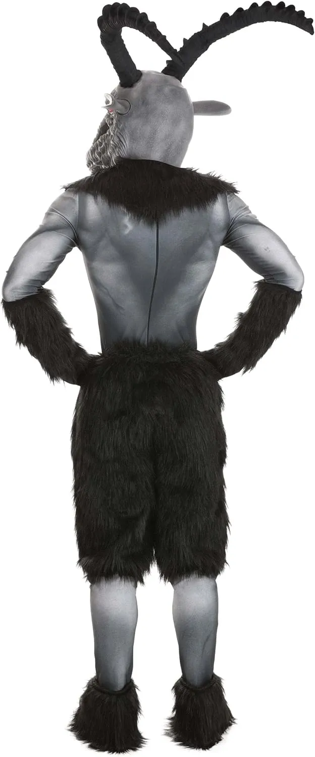 Baphomet Adult Costume For Men, Goat Outfit Stretch Knit Baphomet, With Hook & Loop Fastener And Printed Muscles