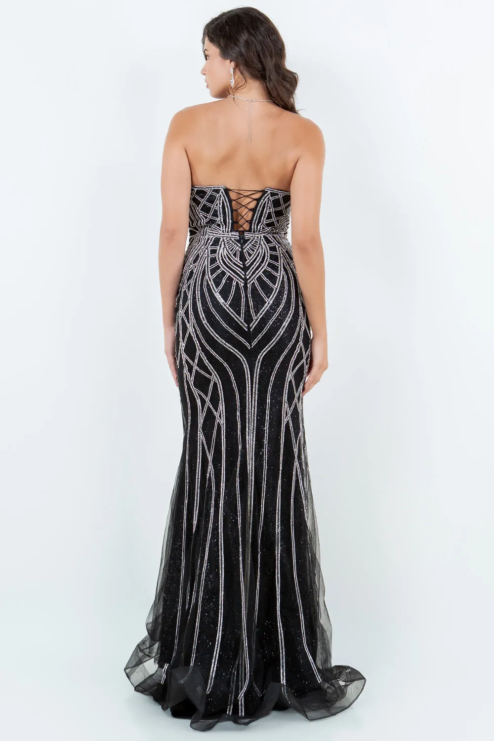 Beaded Strapless Gown by Cinderella Couture 8221J