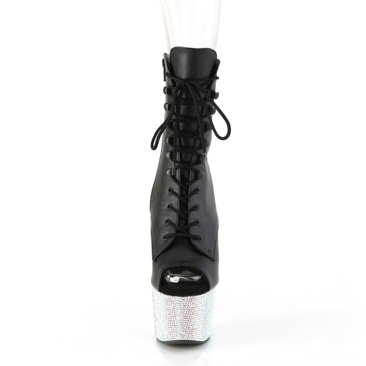 BEJEWELED-1021-7 Pleaser Black Faux Leather Sexy Platform Shoes (Pole Dancing Heels)
