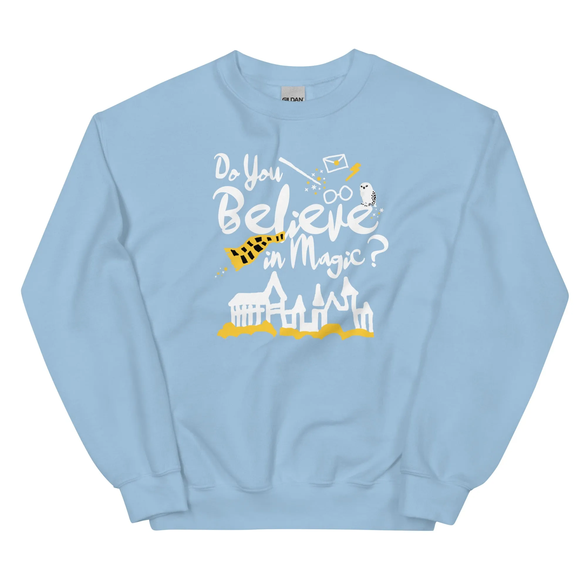 Believe in Magic Sweatshirt Yellow and Black Scarf House Wizard and Witch Adult Unisex Sweatshirt