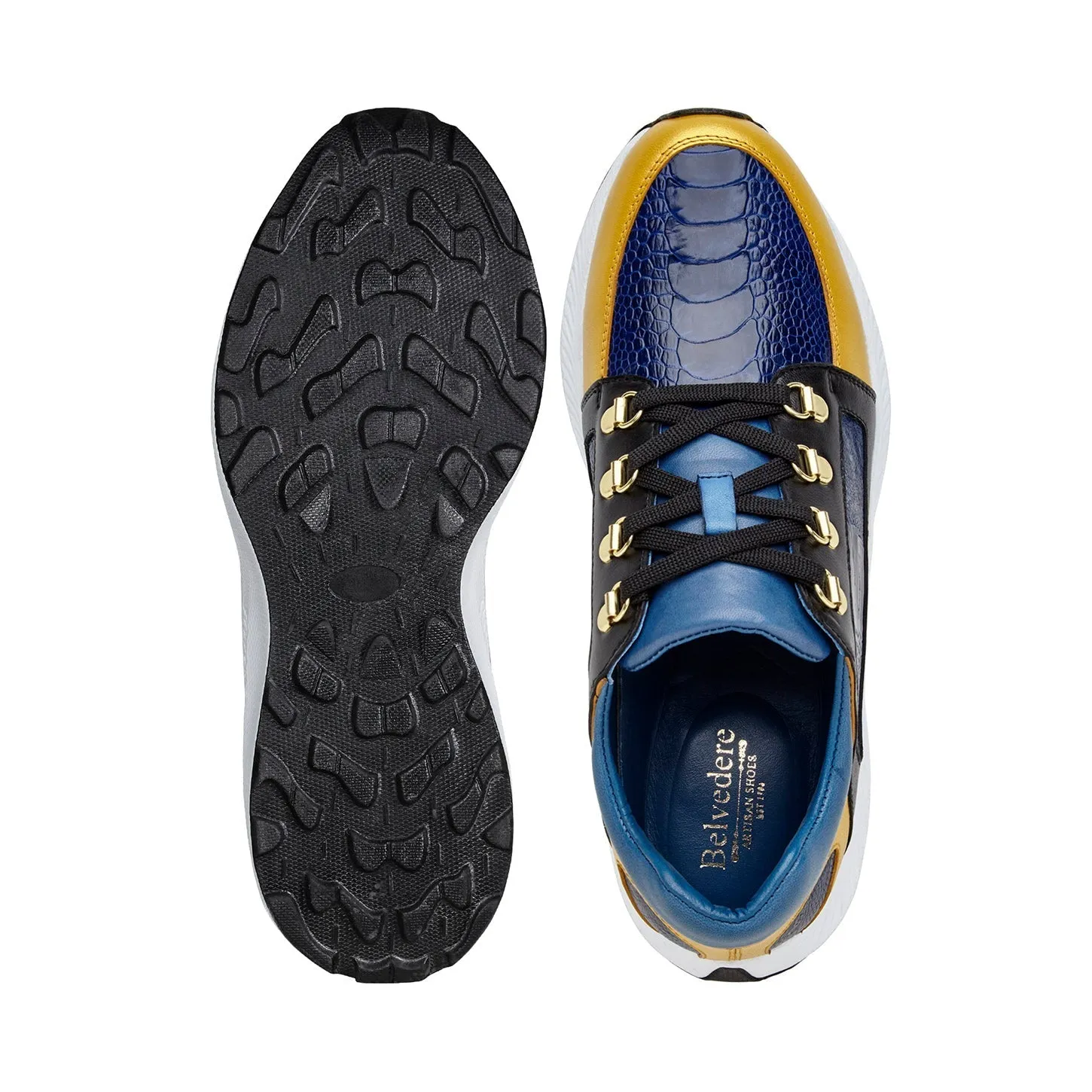 Belvedere Adam H02 Men's Shoes Exotic Ostrich / Calf-Skin Leather Sneaker (BV3179)
