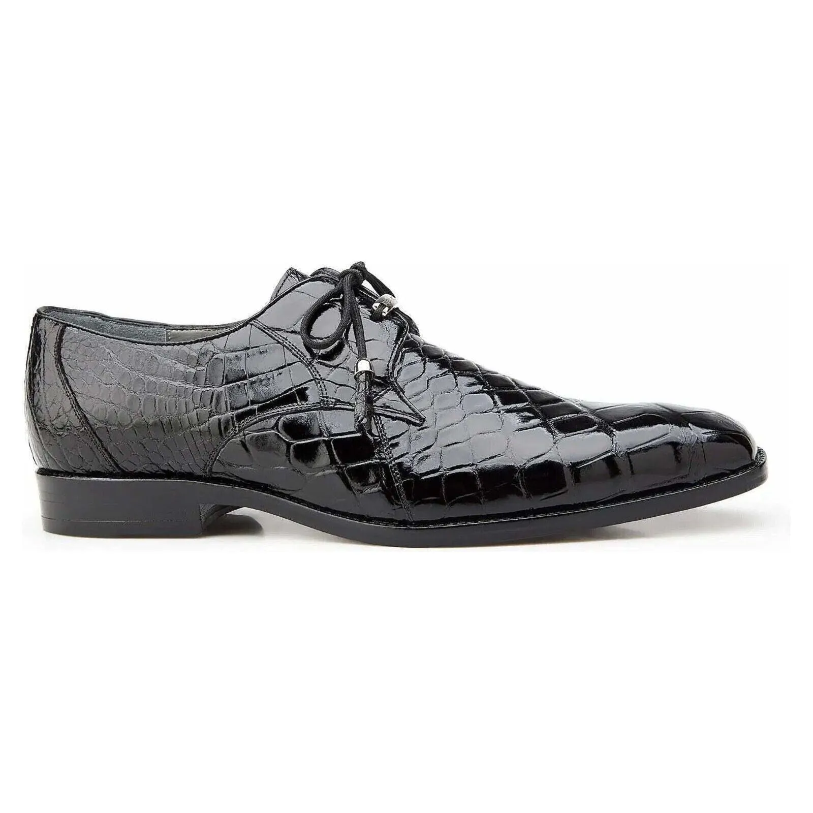 Belvedere Men's Shoes Lago Genuine Alligator Plain Toe Tassel Black 14010