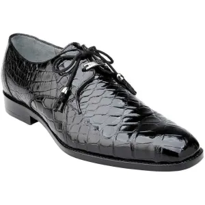 Belvedere Men's Shoes Lago Genuine Alligator Plain Toe Tassel Black 14010