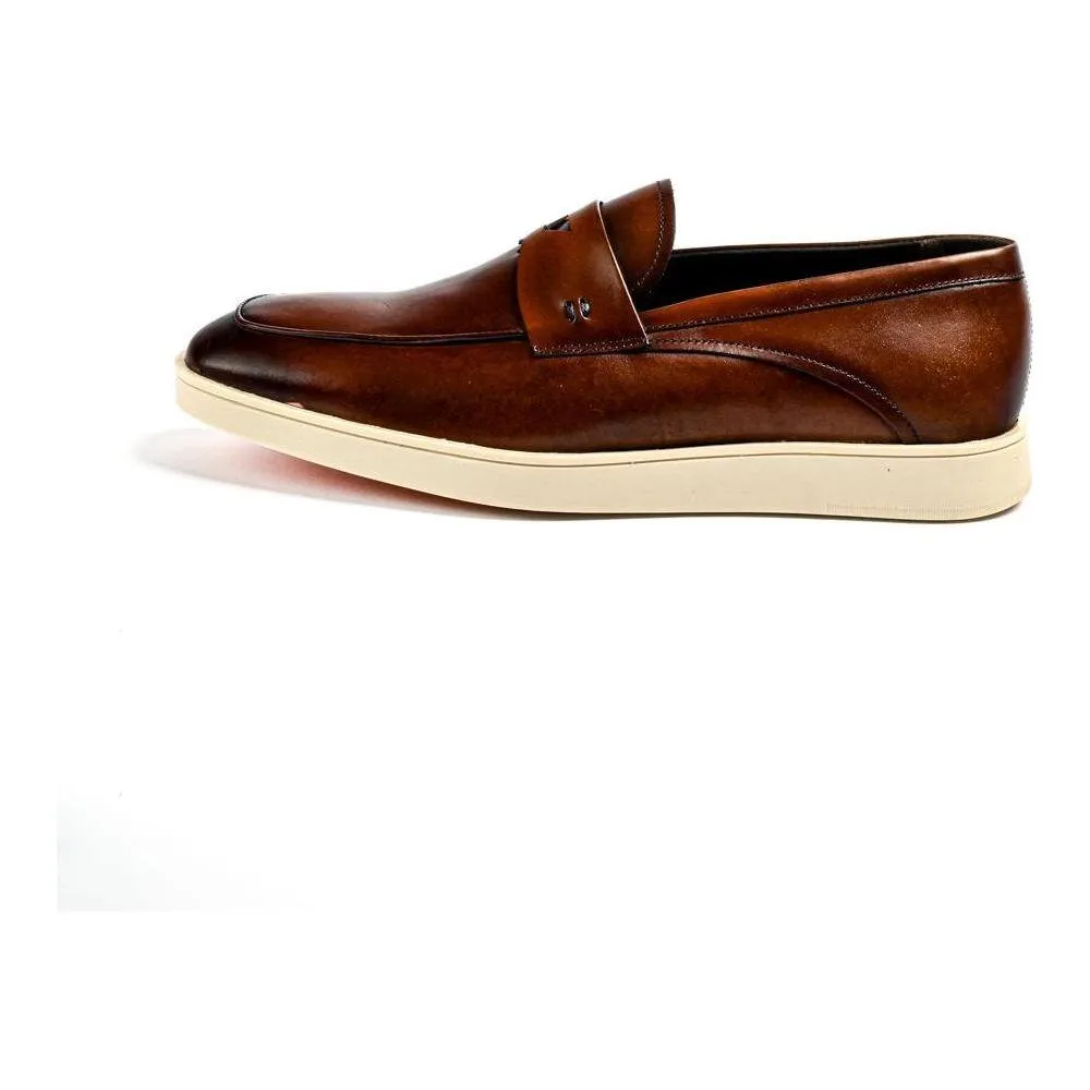 Belvedere Studio Men's Walking Shoes Penny Loafer Leather Maurizio Cognac
