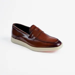 Belvedere Studio Men's Walking Shoes Penny Loafer Leather Maurizio Cognac