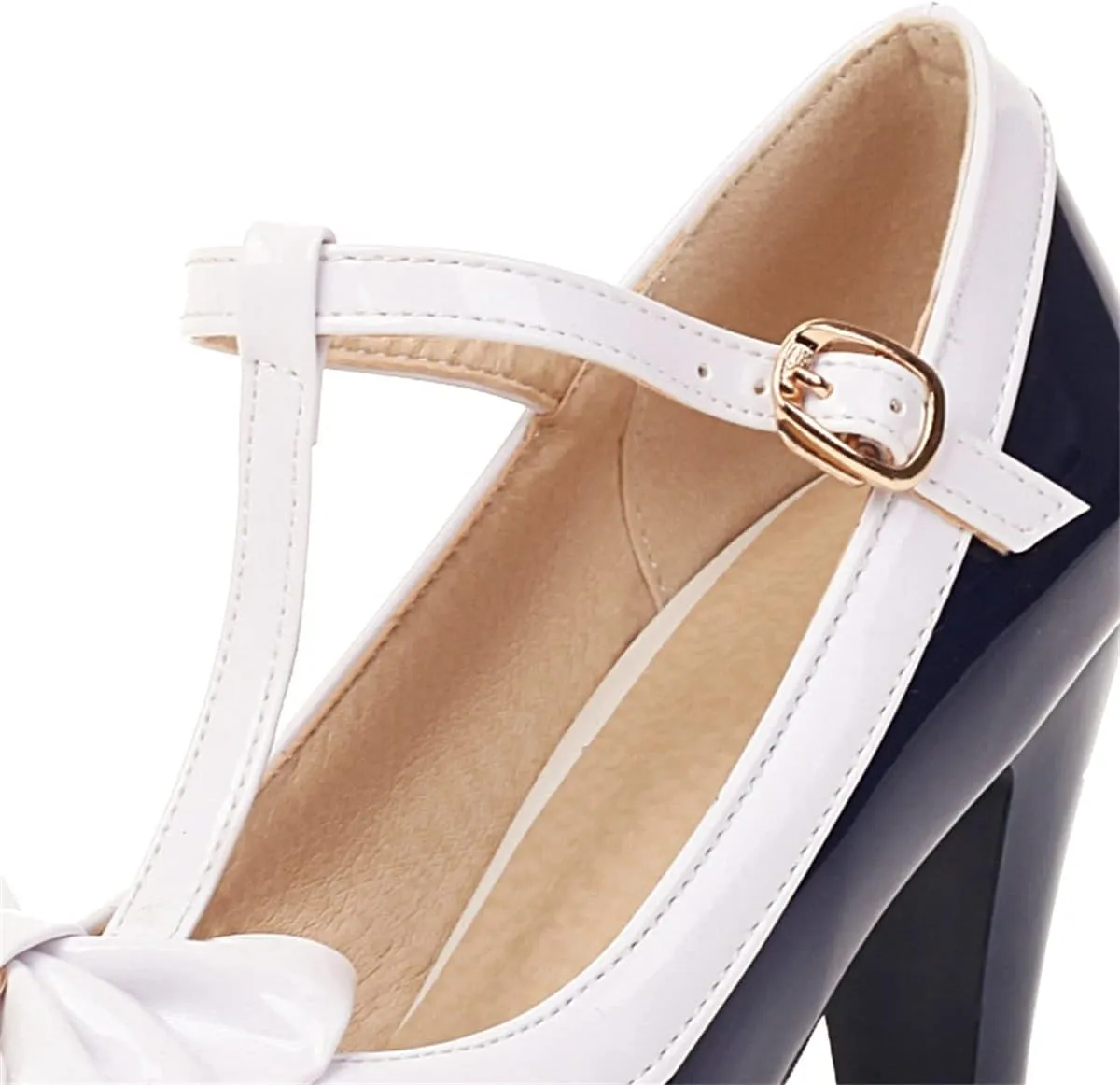 Betastella Women's Cute Platform Cosplay Shoes Mary Janes Chunky Heel Cross Ankle Strap Pumps with Bows