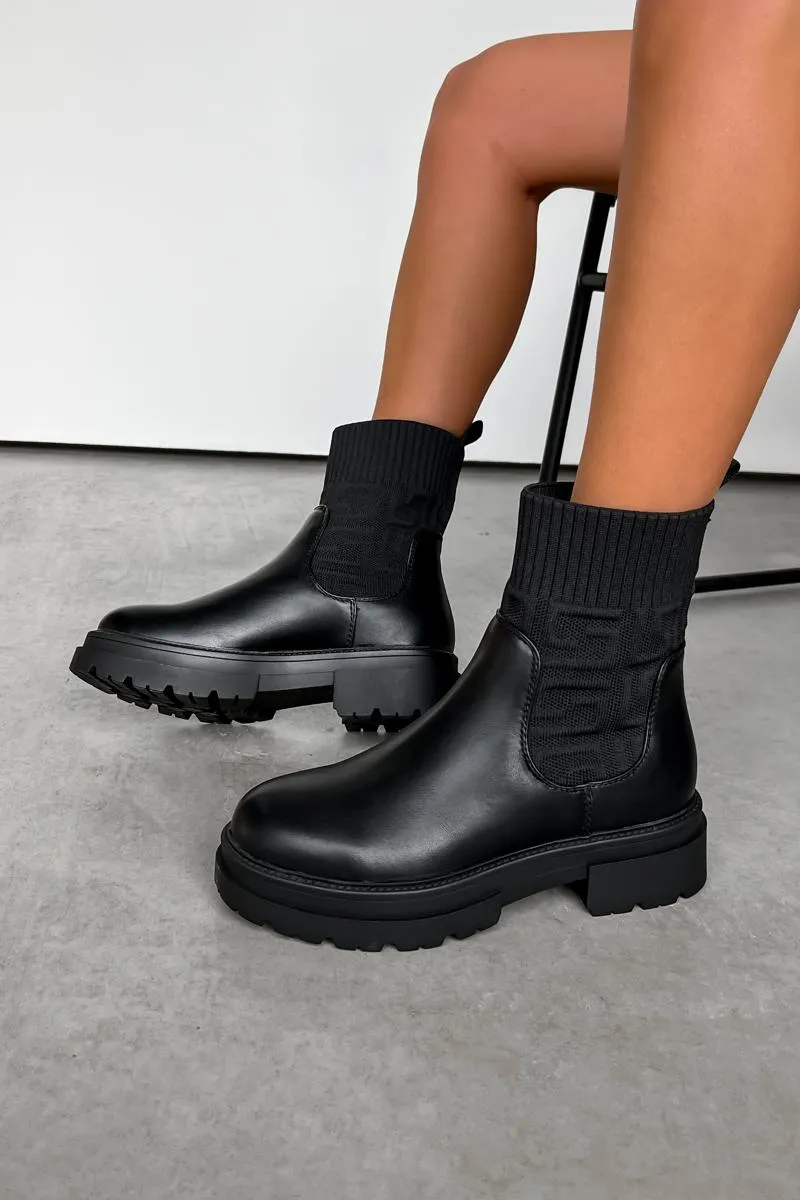 BEX Chunky Sock Fit Ankle Boots - Black