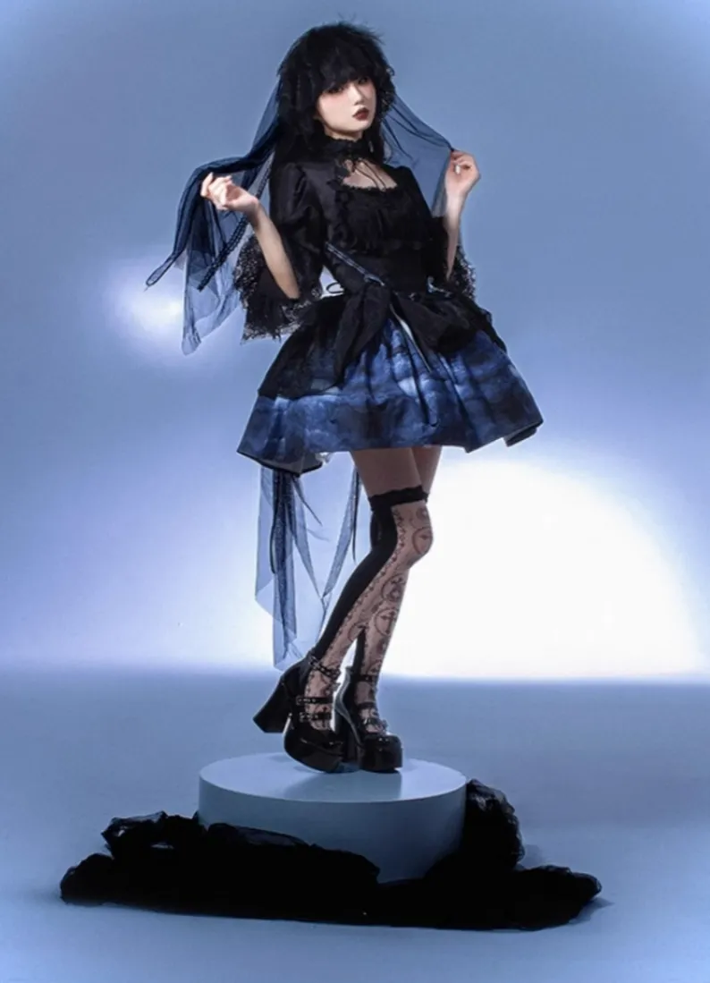 (BFM)MUSEUM~Endless Road Lucifer Gothic Dress in Black and White Color
