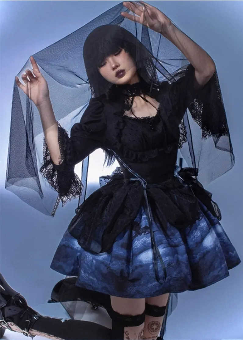 (BFM)MUSEUM~Endless Road Lucifer Gothic Dress in Black and White Color