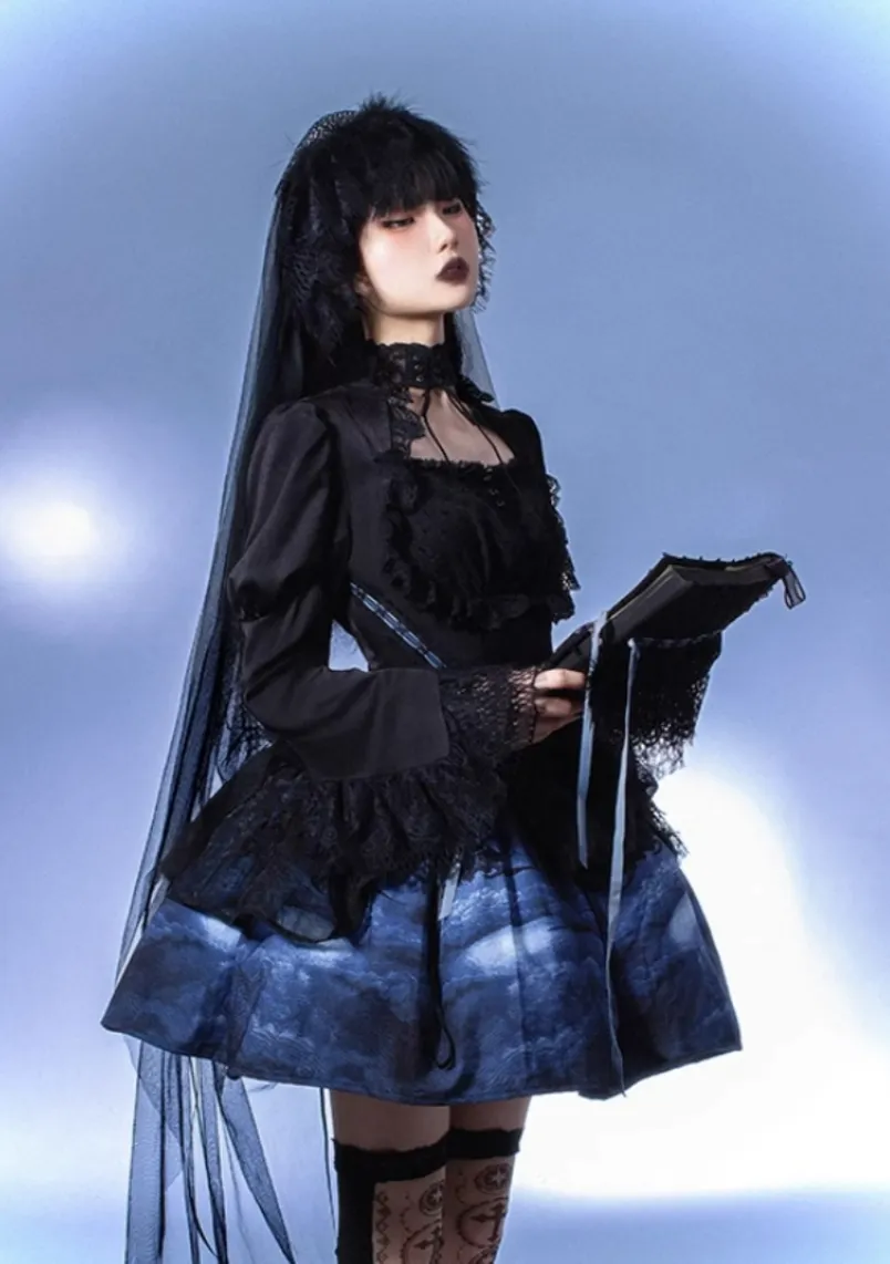 (BFM)MUSEUM~Endless Road Lucifer Gothic Dress in Black and White Color