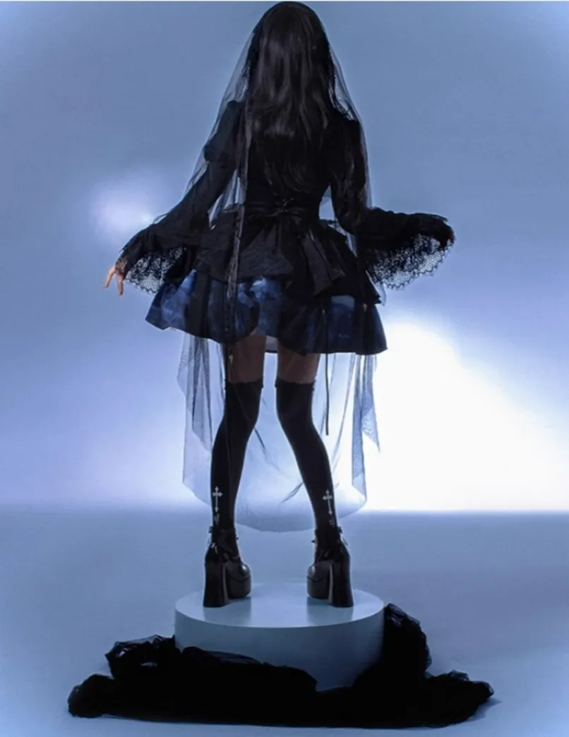 (BFM)MUSEUM~Endless Road Lucifer Gothic Dress in Black and White Color