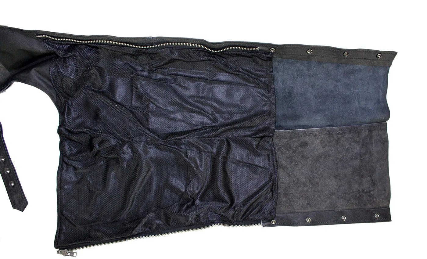 Black Multi-Pocket Split Leather Chaps