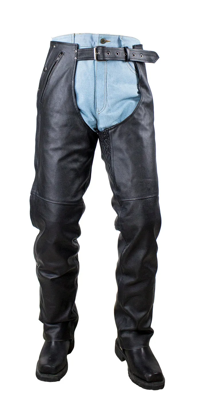 Black Multi-Pocket Split Leather Chaps