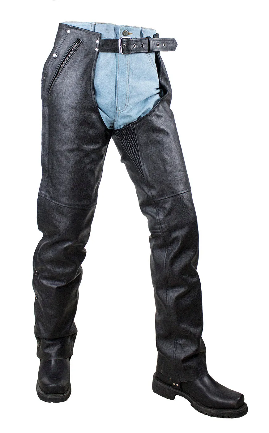 Black Multi-Pocket Split Leather Chaps