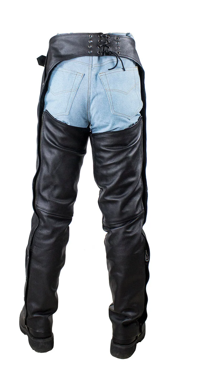 Black Multi-Pocket Split Leather Chaps