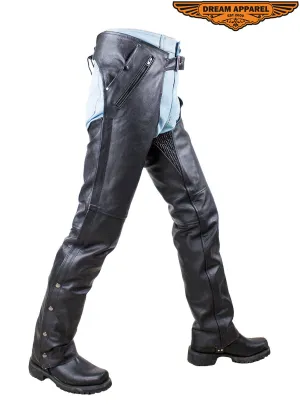 Black Multi-Pocket Split Leather Chaps