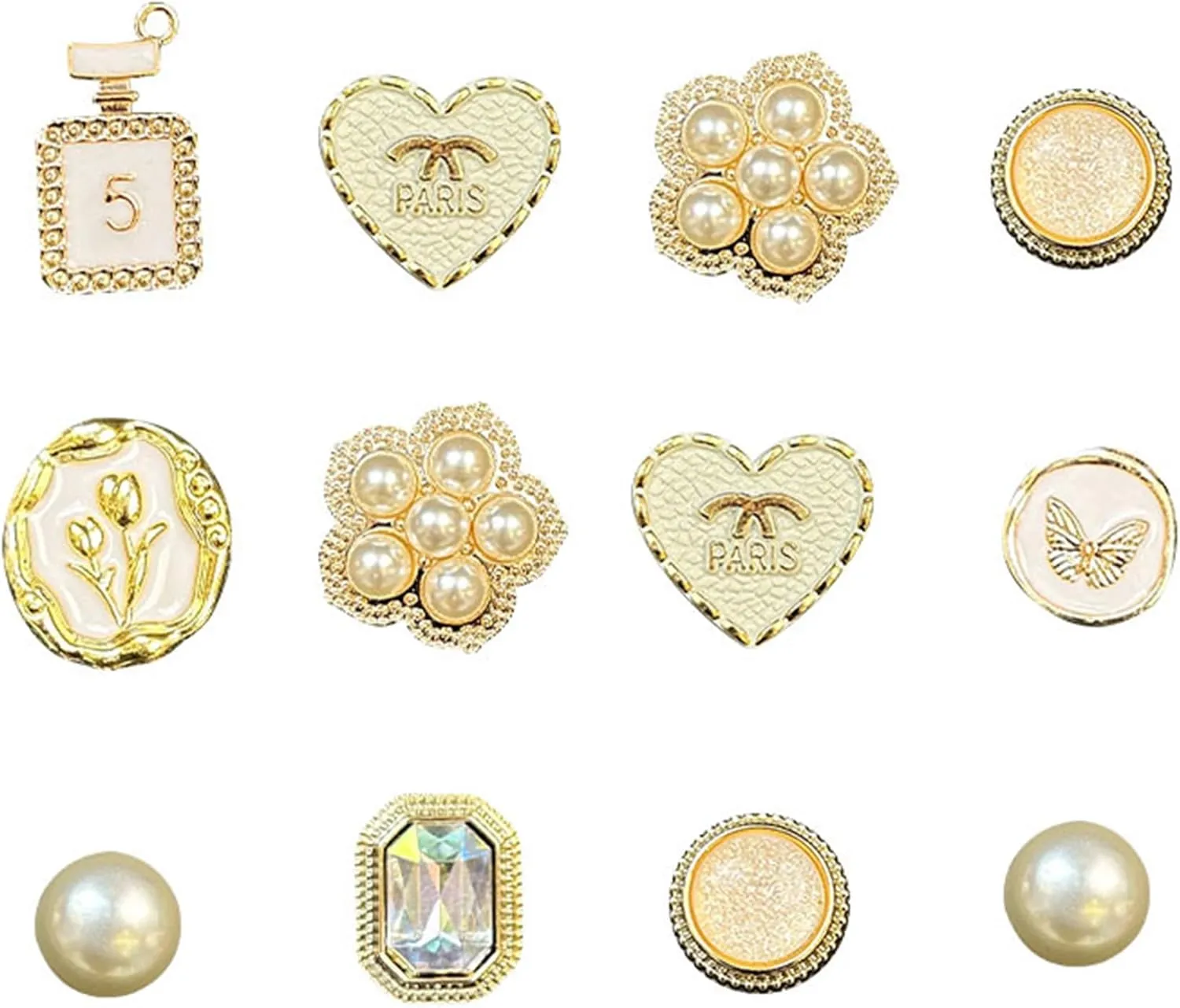 Bling Shoe Charms, Gold Shine Shoes Accessories, Cute Designer Shoe Decoration Jewels