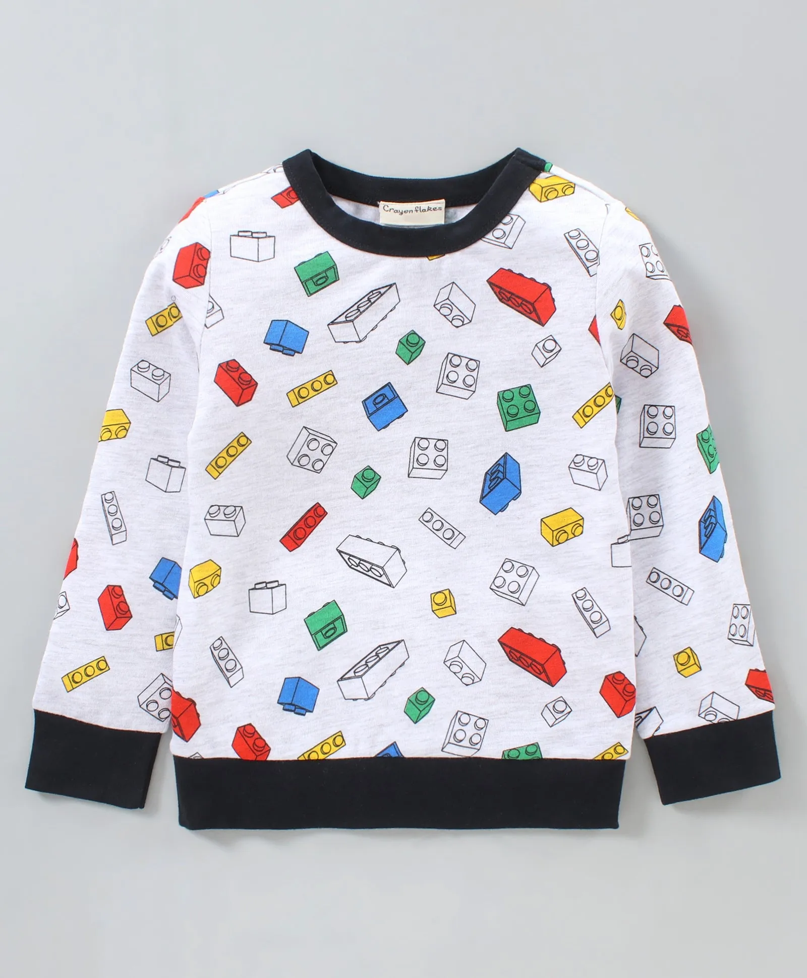 Blocks Printed Sweatshirt Jogger Set - Offwhite