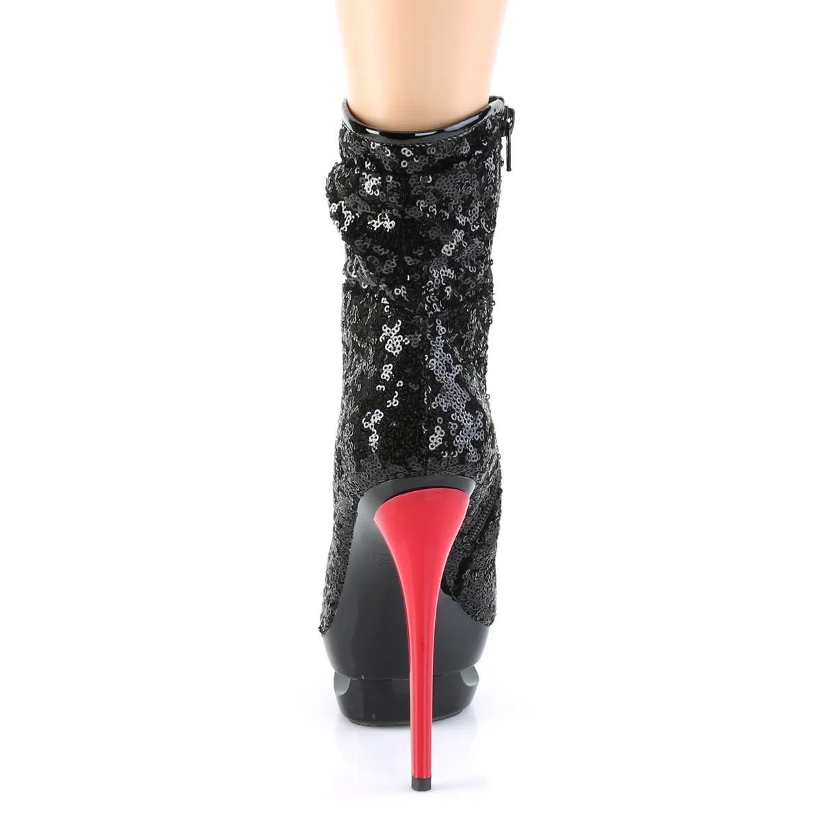 BLONDIE-R-1009 Pleaser Black Sequins/Red Sexy Platform Shoes (Pole Dancing Heels)