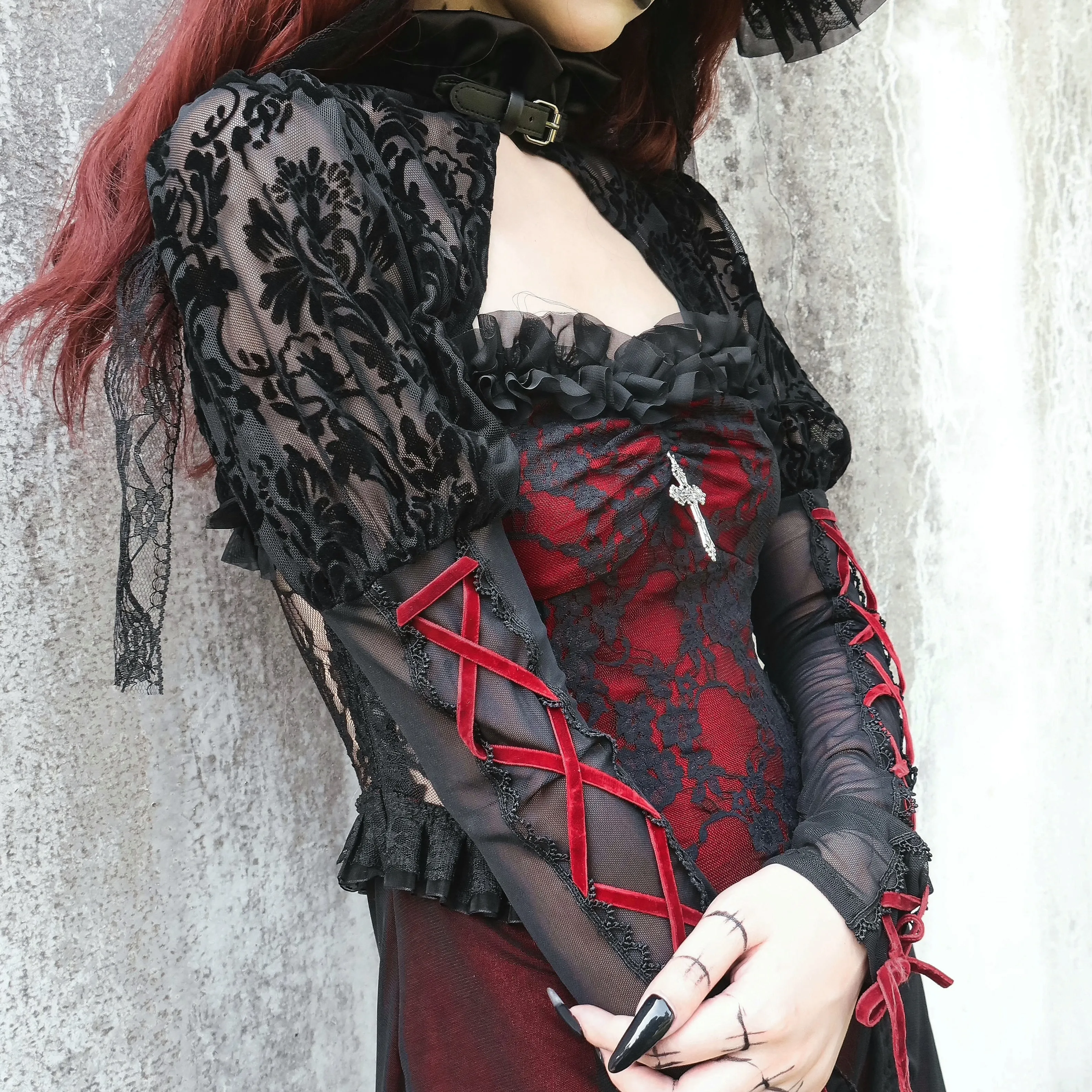 Blood Supply~Night Visit with Vampire~Halloween Goth Black Bolero
