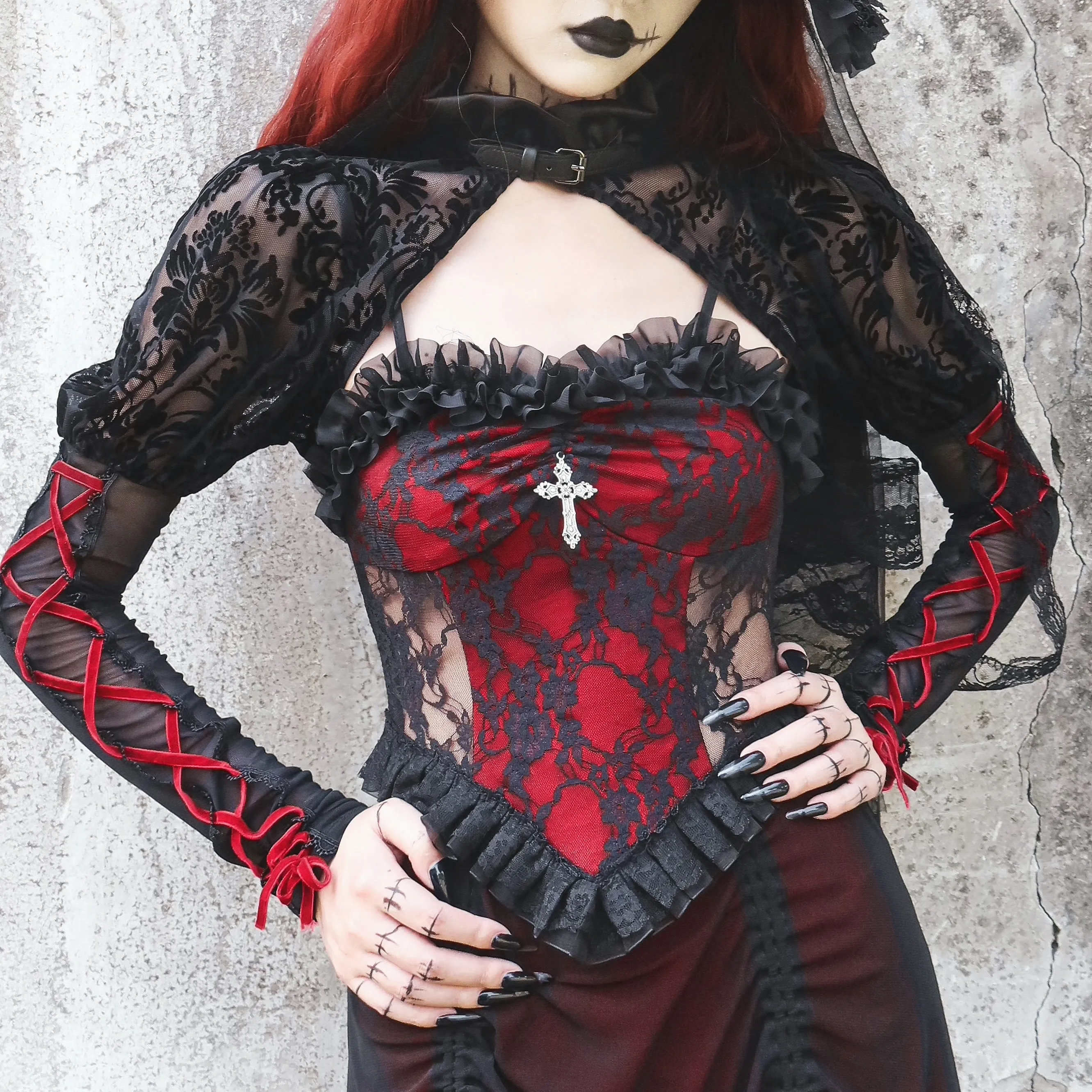 Blood Supply~Night Visit with Vampire~Halloween Goth Black Bolero