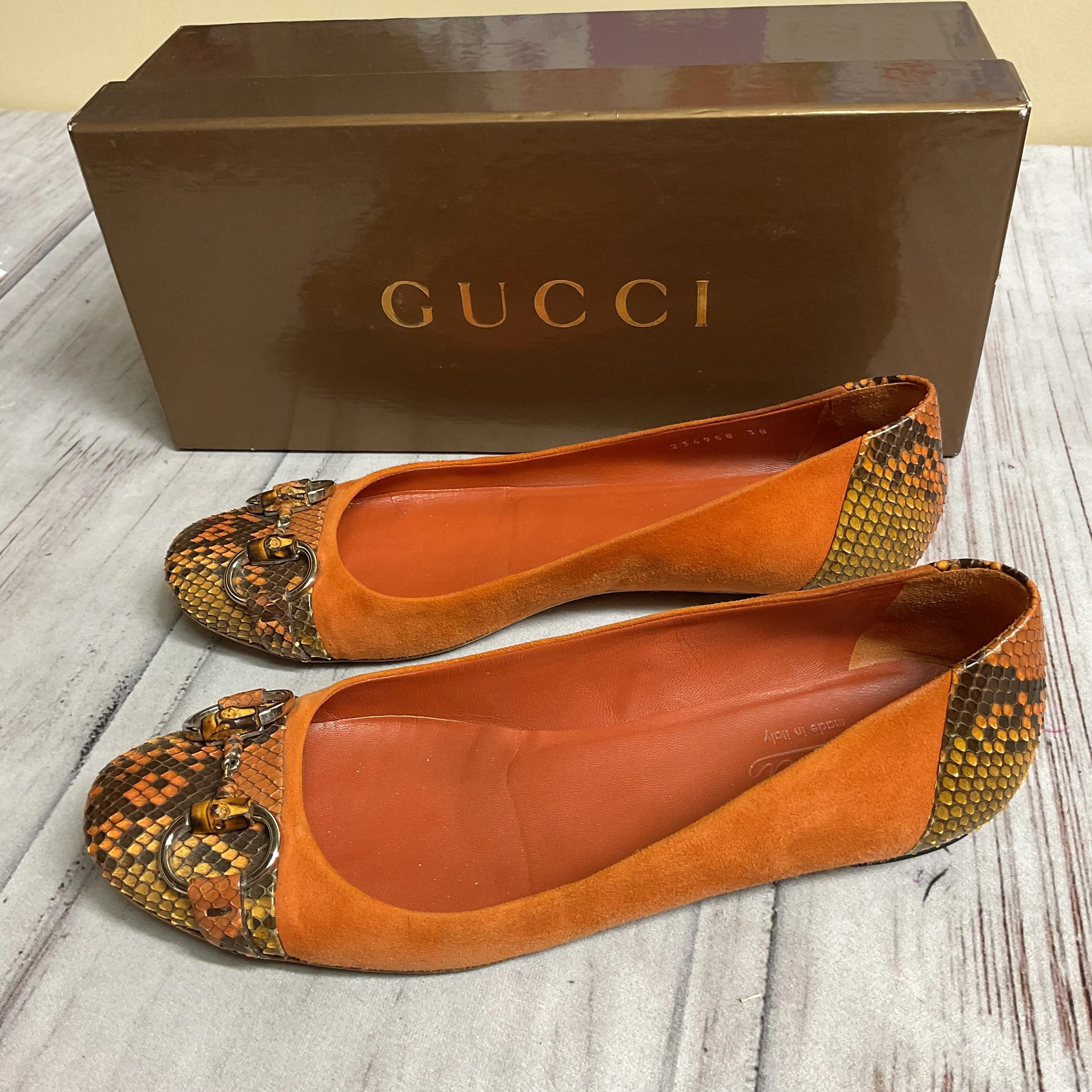 Ergonomic Design Shoes Luxury Designer By Gucci In Orange, Size:38