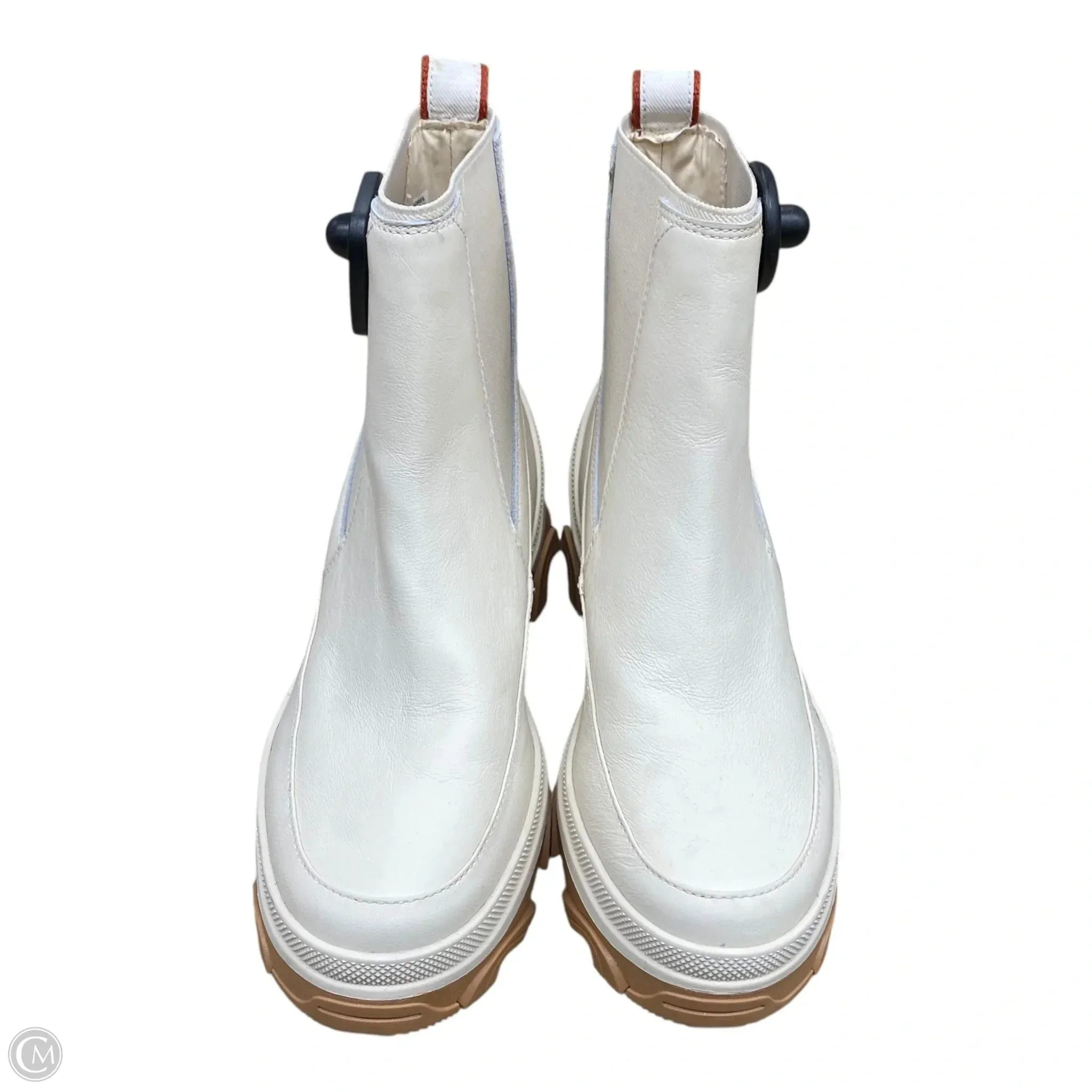 Comfort Heel Lightweight Form Road Trip Boots Designer By Sorel In Beige, Size: 9