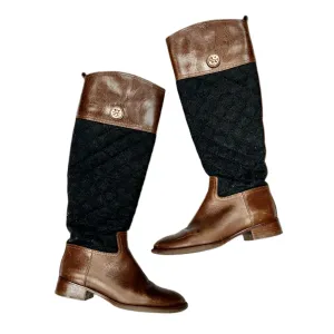 Snow Warm Boots Designer By Tory Burch In Brown & Grey, Size: 6