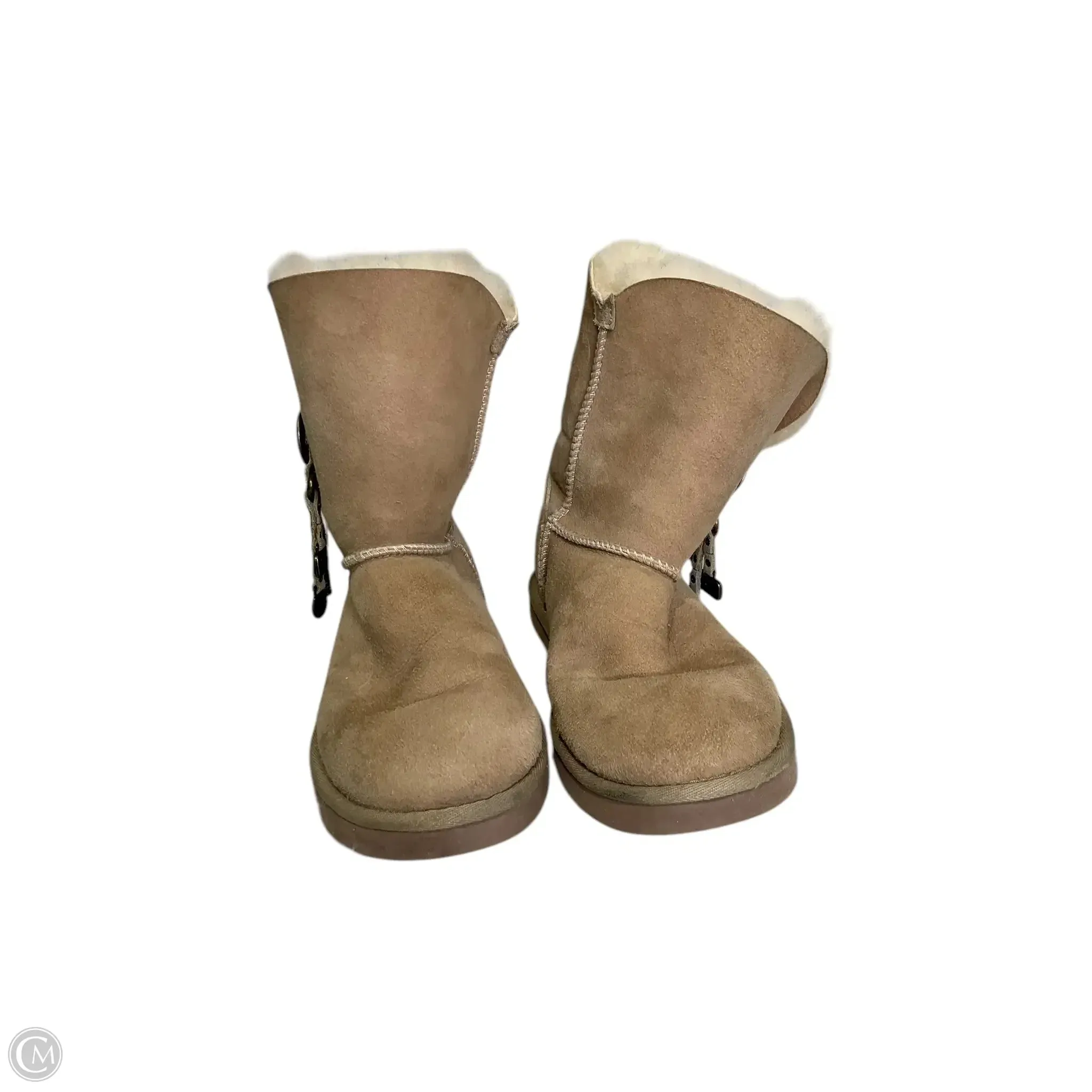 Boots Designer By Ugg In Beige, Size: 7 Shiny Tone