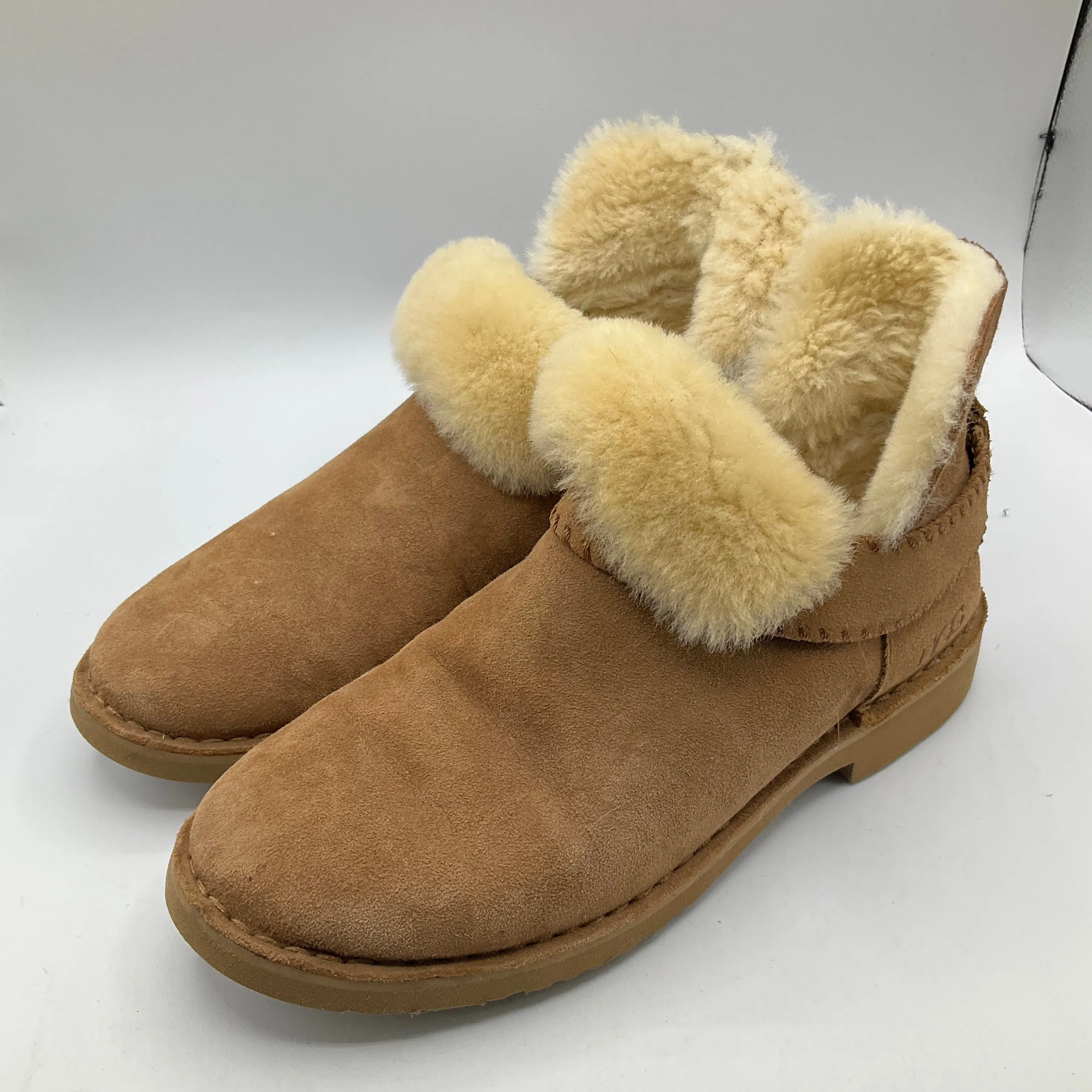 Boots Designer By Ugg In Brown, Size: 8.5 Knitted Warm