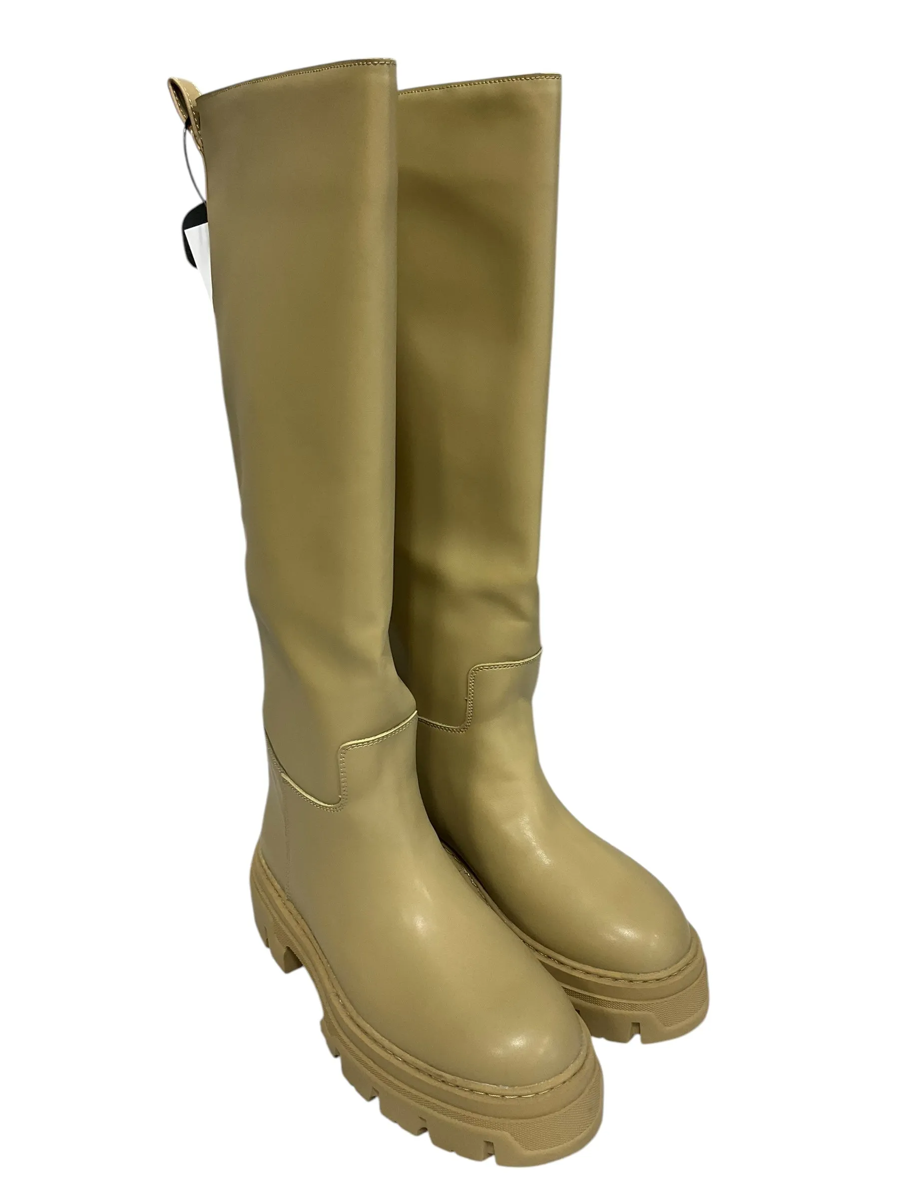 Boots Knee Flats By H&m In Beige, Size: 9 Comfort Ankle