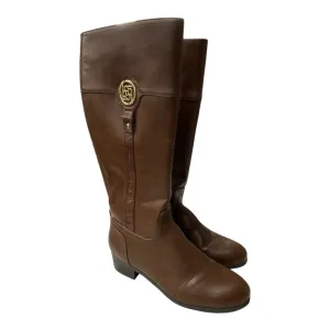 Kid Fun Boots Knee Flats By Liz Claiborne In Brown, Size:10