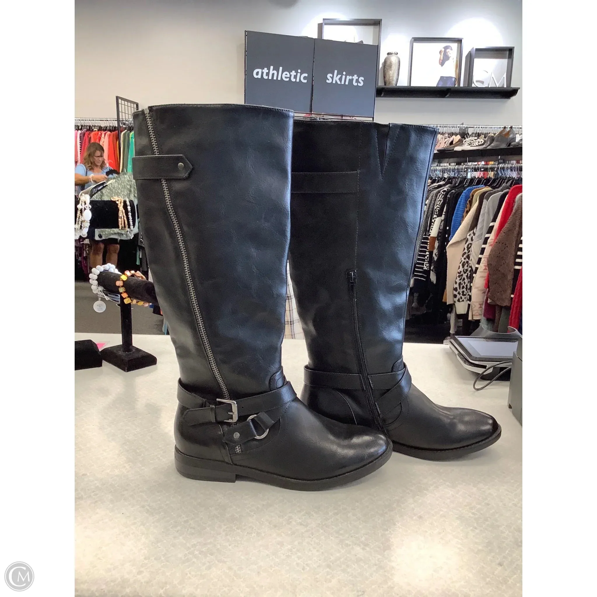 Boots Knee Flats By Rampage In Black, Size: 7.5 Subtle Lines Impact Absorbing Heel