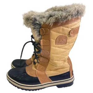 Comfortable Stride Boots Knee Flats By Sorel In Tan, Size:8.5