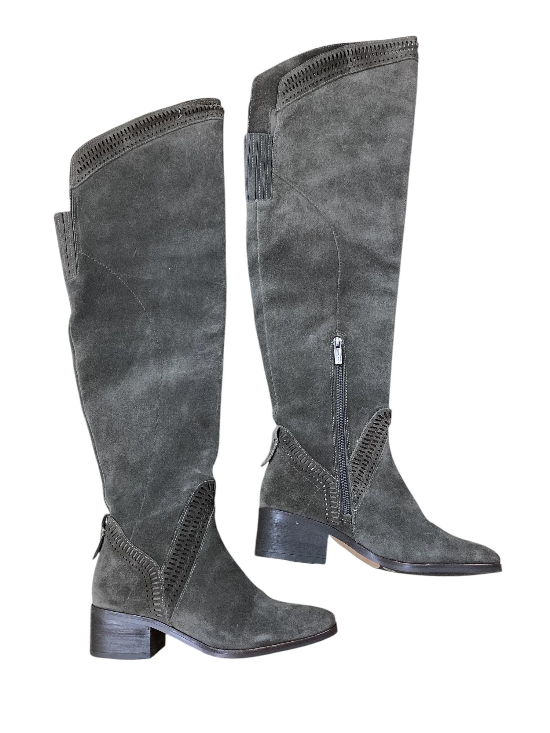 Reinforced Form Weekend Camping Boots Knee Flats By Vince Camuto In Grey, Size: 5.5
