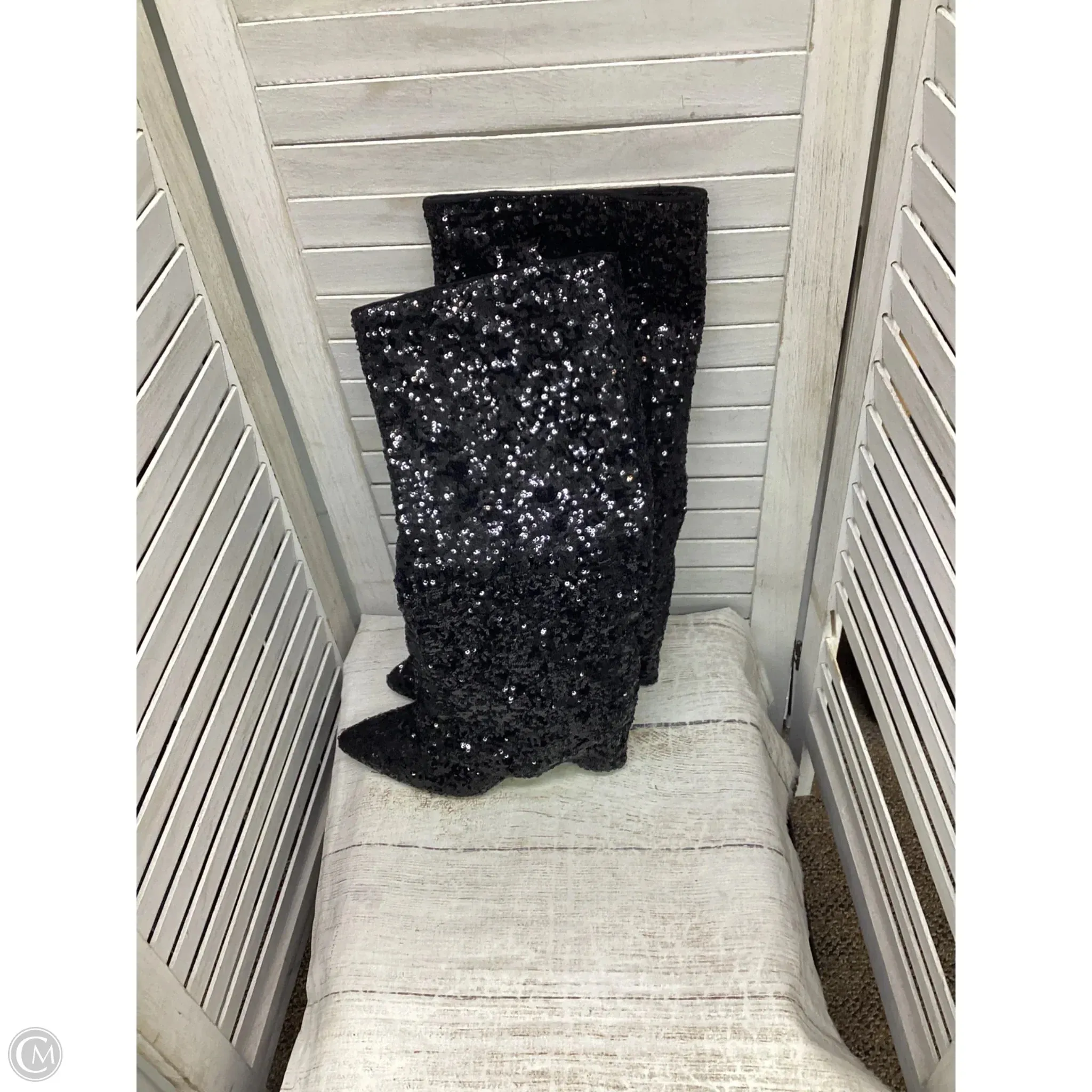 Textured Grip Pattern Boots Knee Heels By A New Day In Black, Size: 8.5