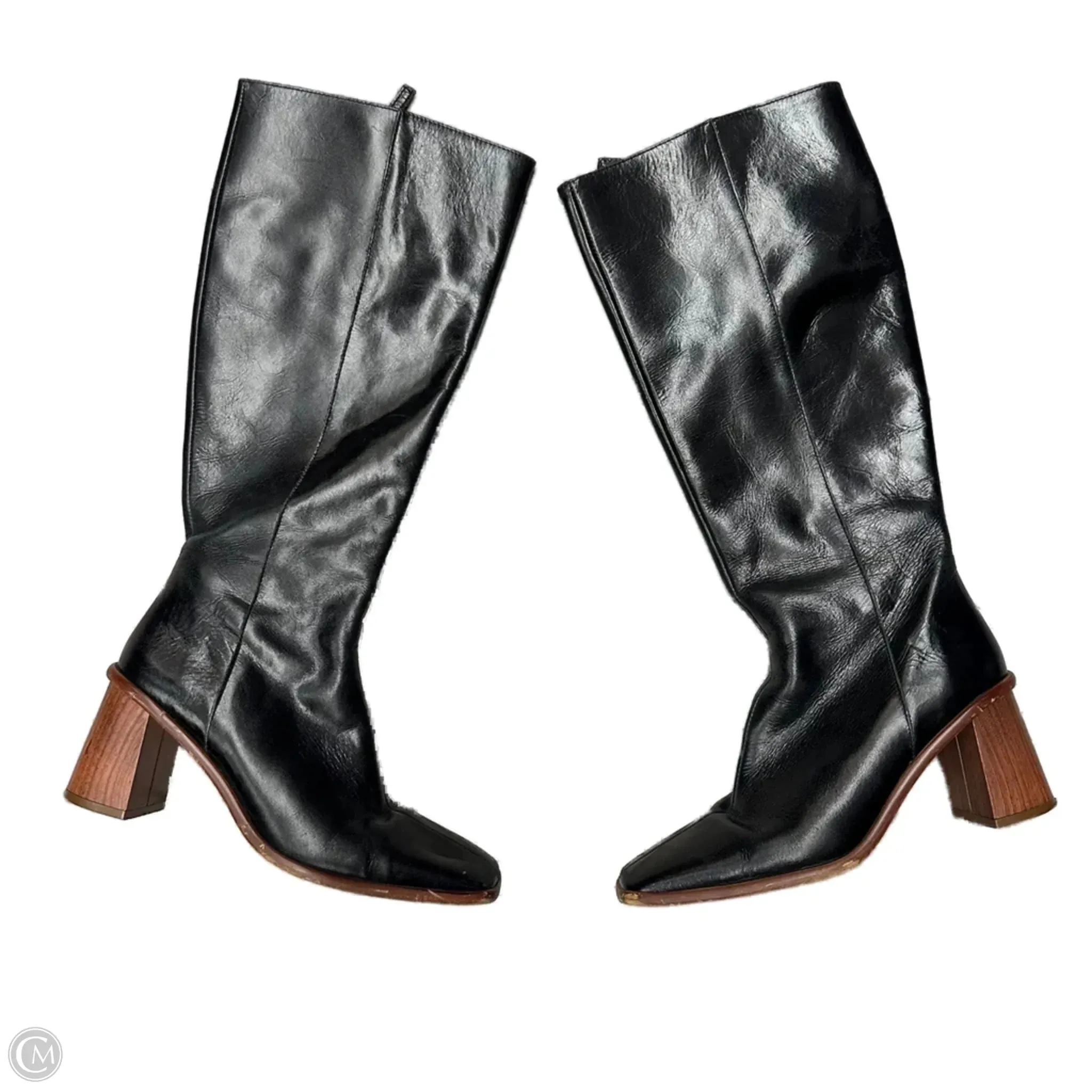 Work Ready zipper Boots Knee Heels By Alohas In Black, Size: 6.5
