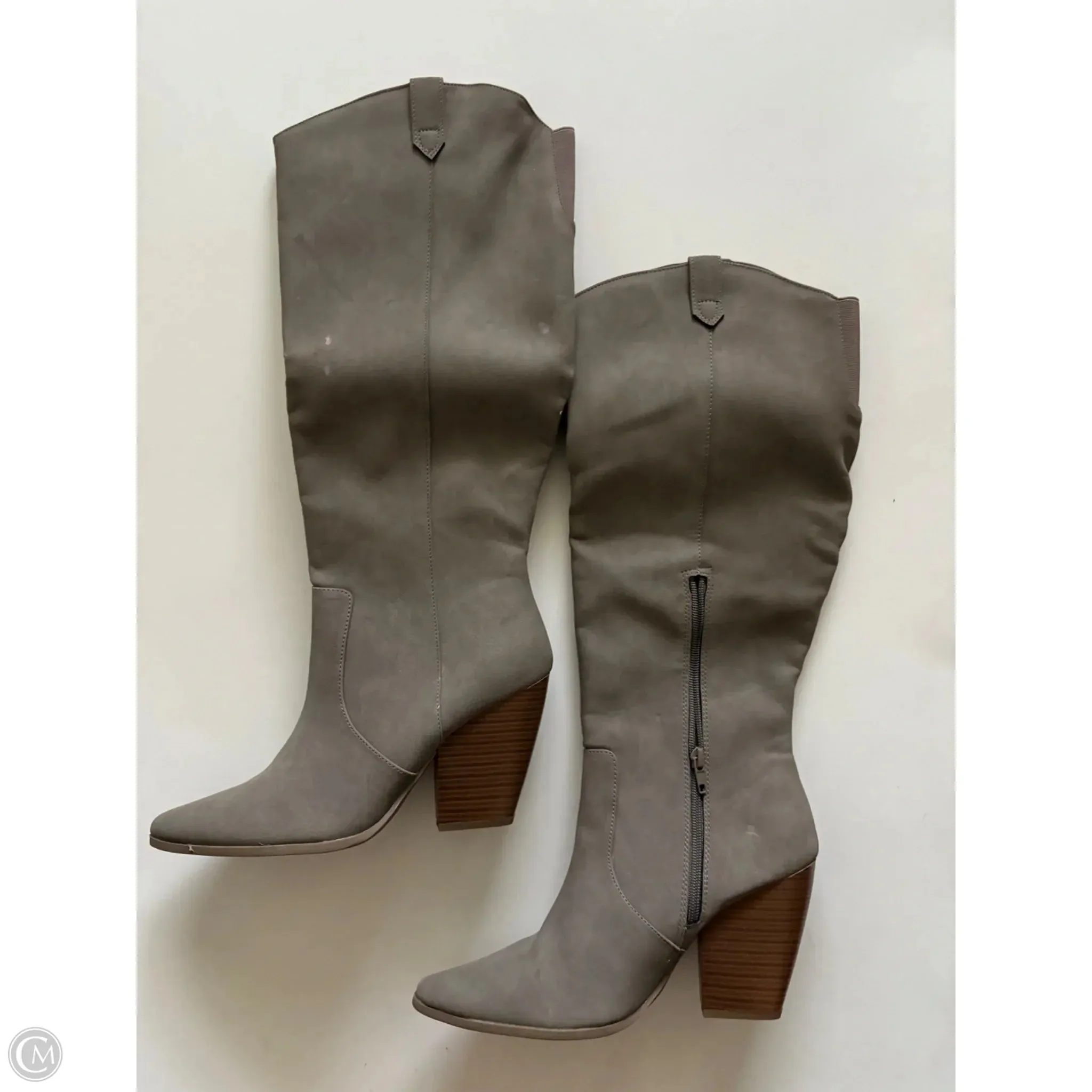 Boots Knee Heels By Ana In Brown, Size: 9.5 Cushioned Step Cold Weather Commuter Padded Collar Lining