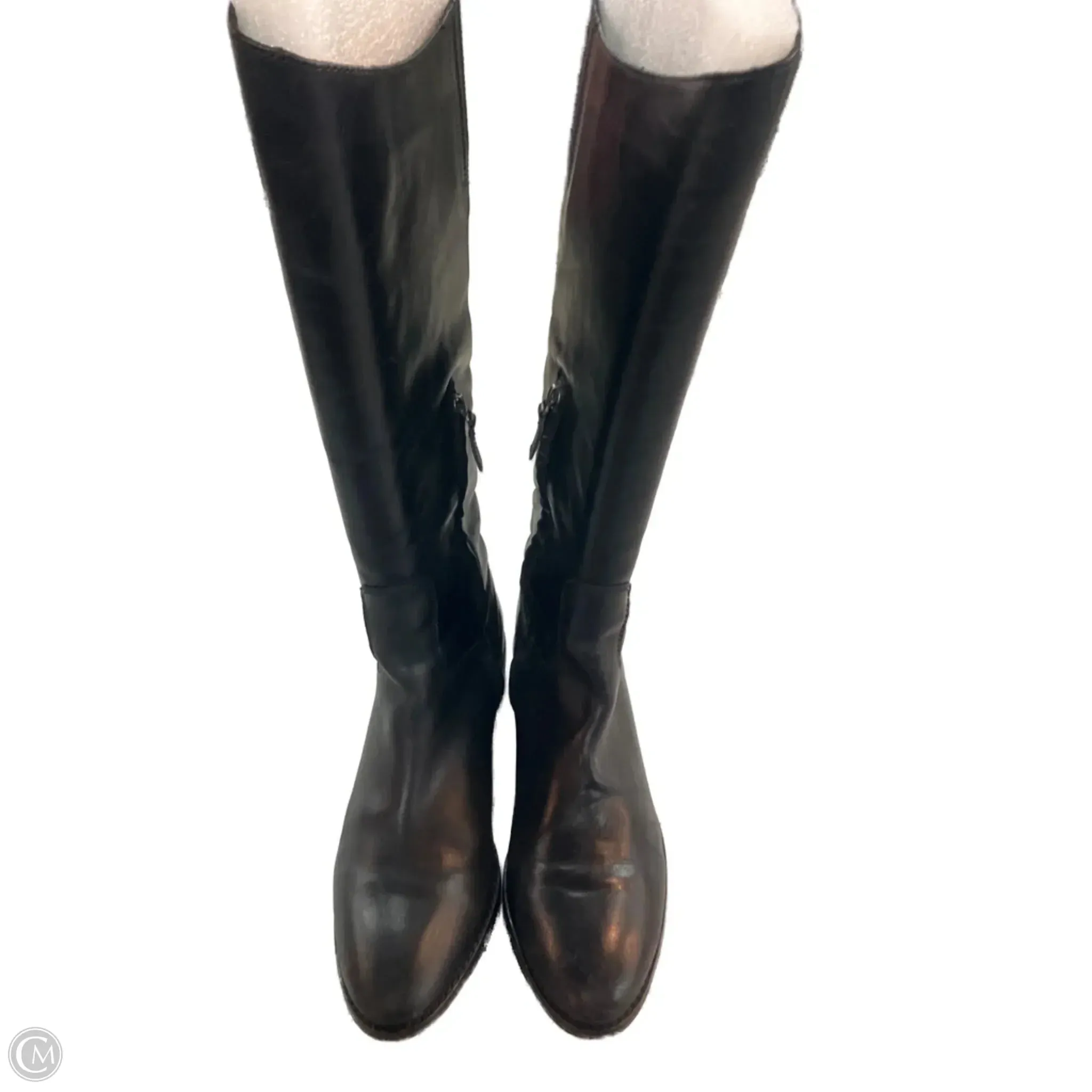 Feather Light Mountain Climber Trail Friendly Boots Knee Heels By Arturo Chiang In Black, Size: 8.5