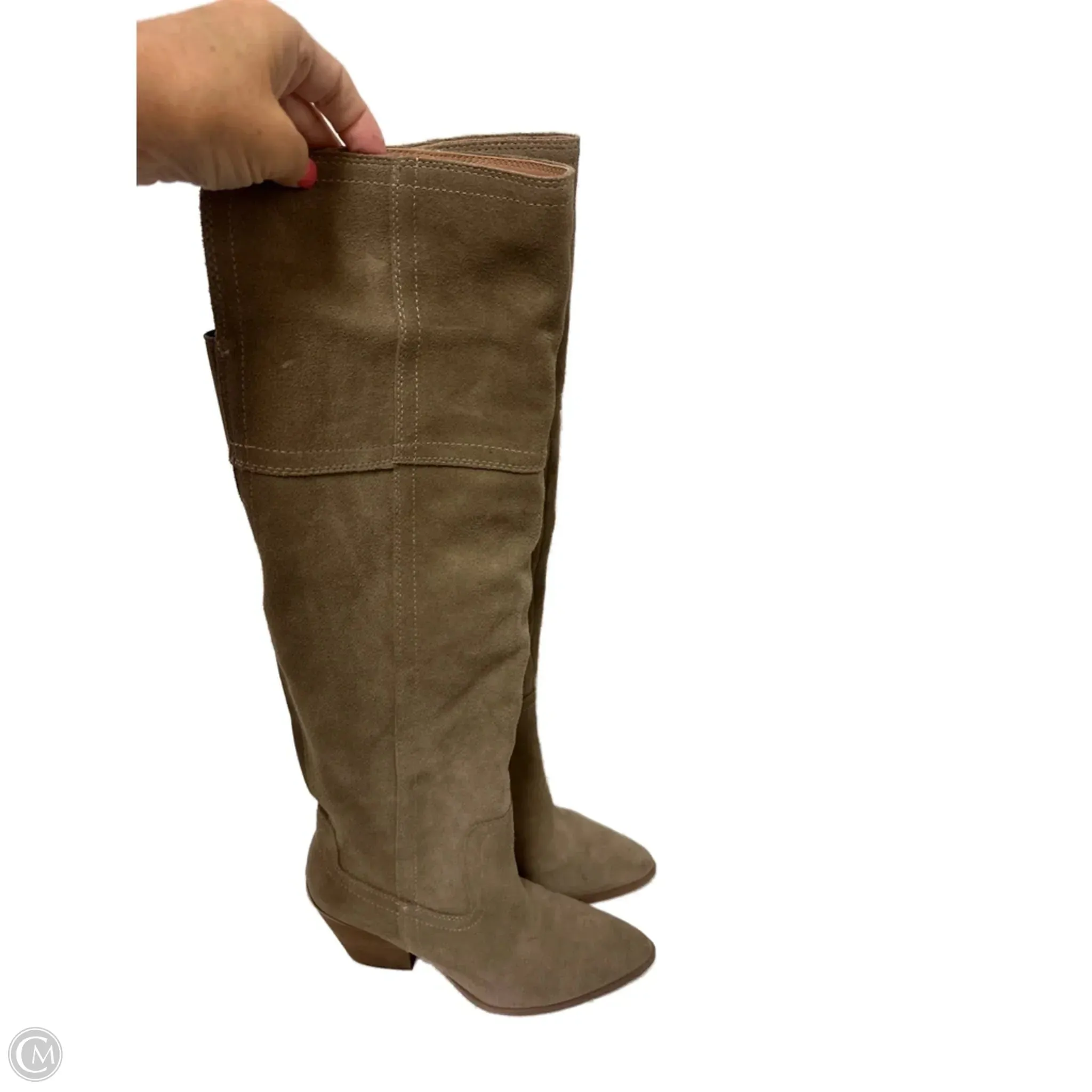 Boots Knee Heels By Blondo In Tan, Size: 8 Insulated Rainy Days Grippy Outsole Weekend Wanderer