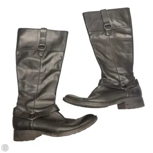 Padded Collar Lining Boots Knee Heels By Born In Black, Size: 8.5