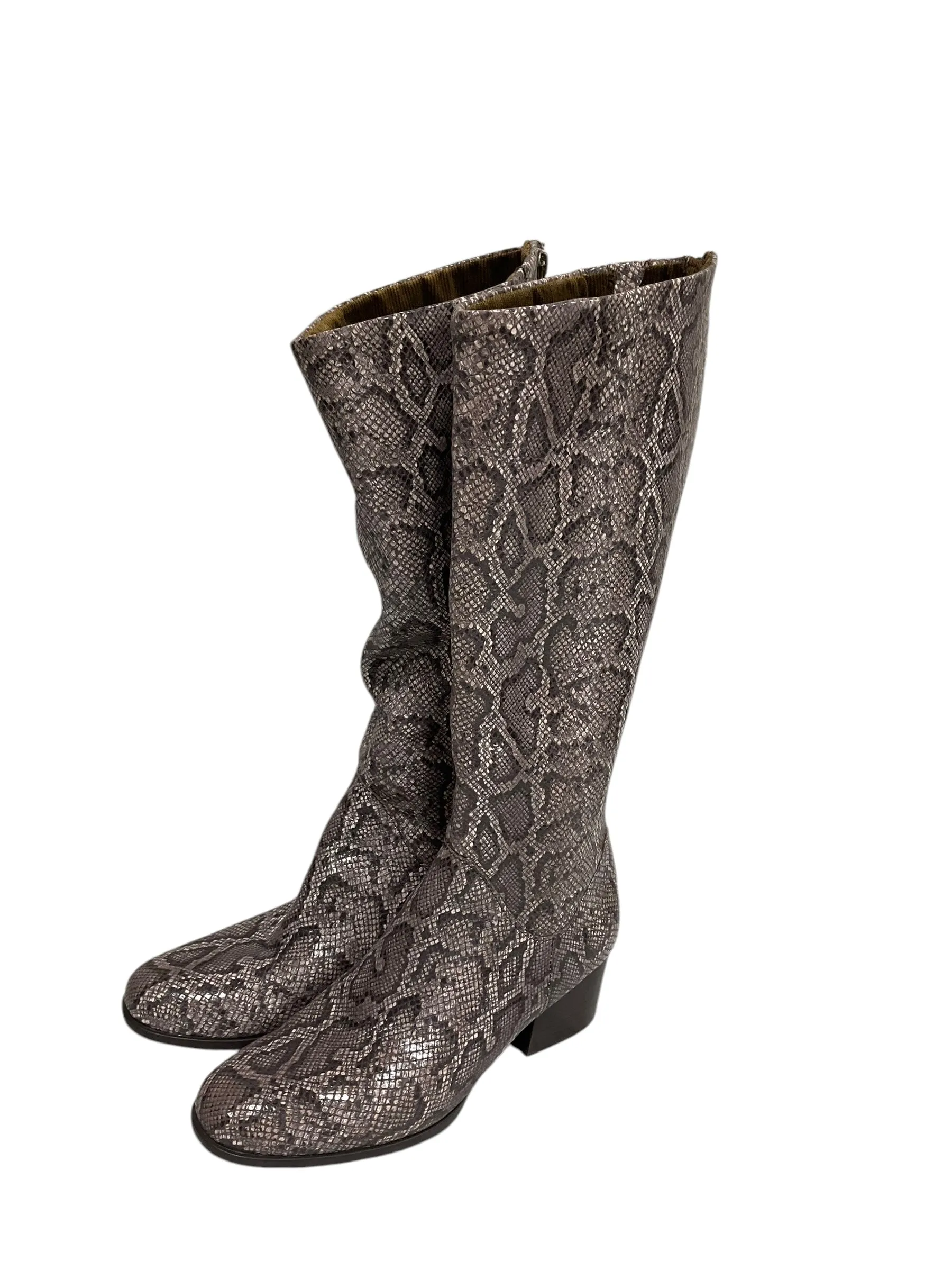 All Weather Mountain Climber Boots Knee Heels By Born In Snakeskin Print, Size: 9