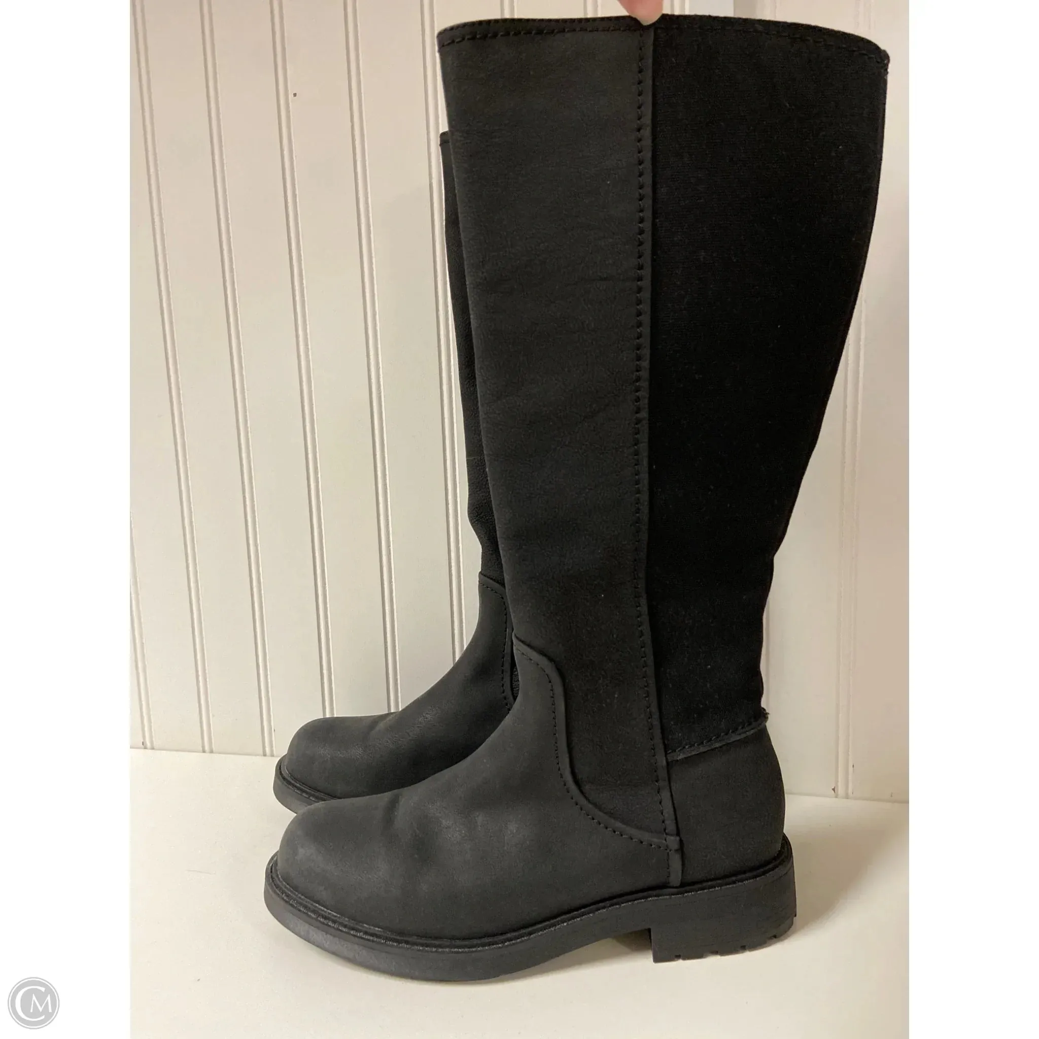 Boots Knee Heels By Clarks In Black, Size: 8 Stud Look Orthopedic Design